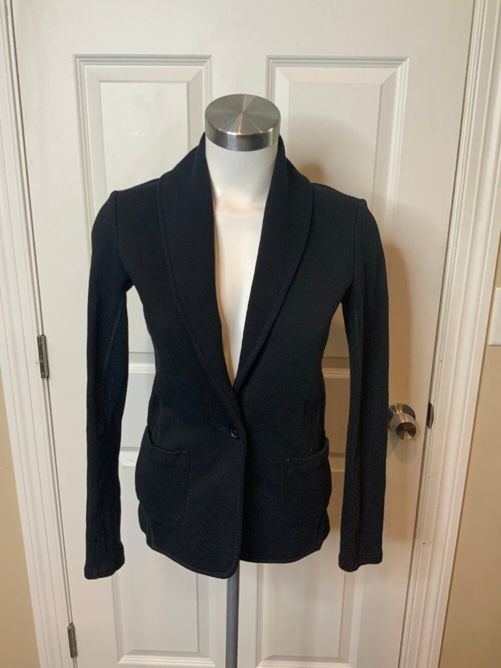 Standard James Perse Black Smooth Terry Cloth Blazer, Size Medium (2)